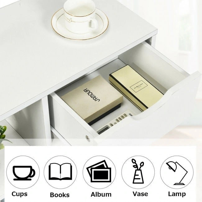 3-tier Side Table with Storage Shelf & Drawer Space - 23.5 x 12 x 20.5 (L x W x H)