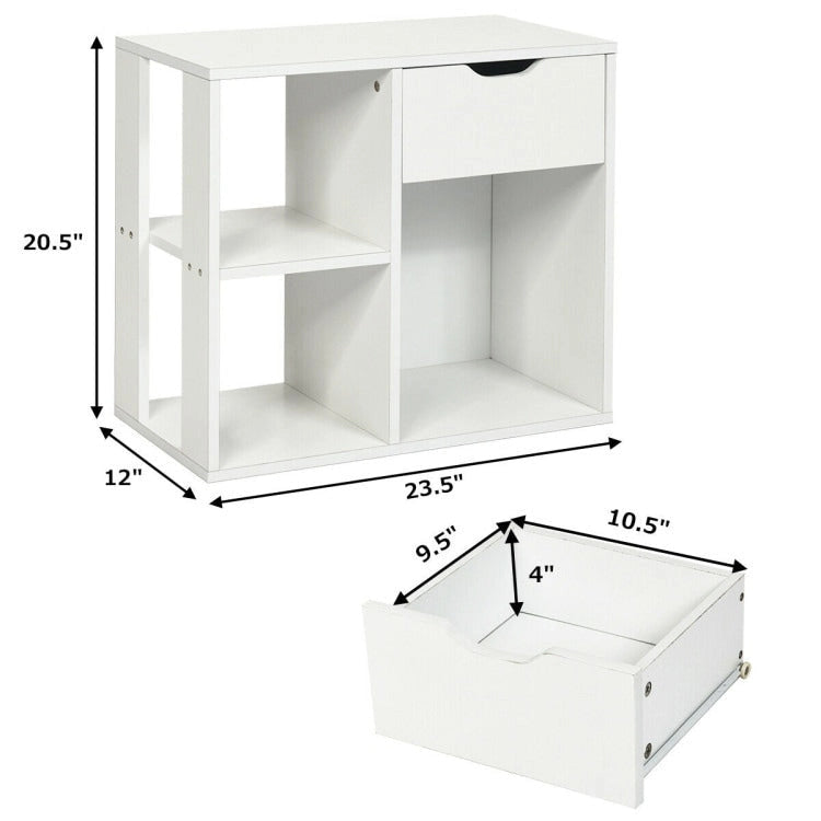 3-tier Side Table with Storage Shelf & Drawer Space - 23.5 x 12 x 20.5 (L x W x H)