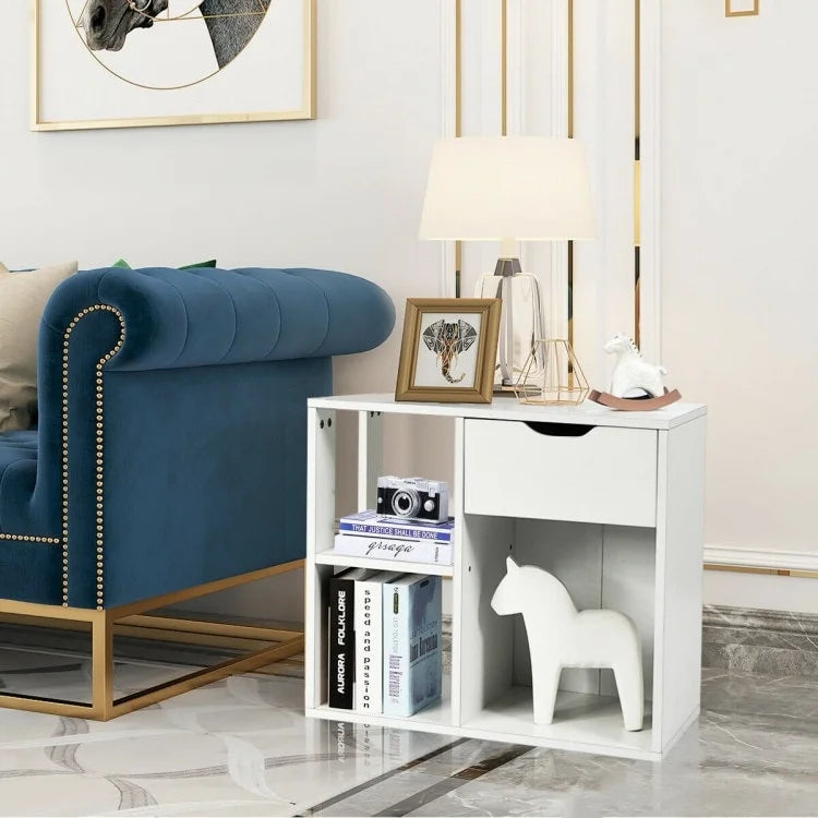 3-tier Side Table with Storage Shelf & Drawer Space - 23.5 x 12 x 20.5 (L x W x H)
