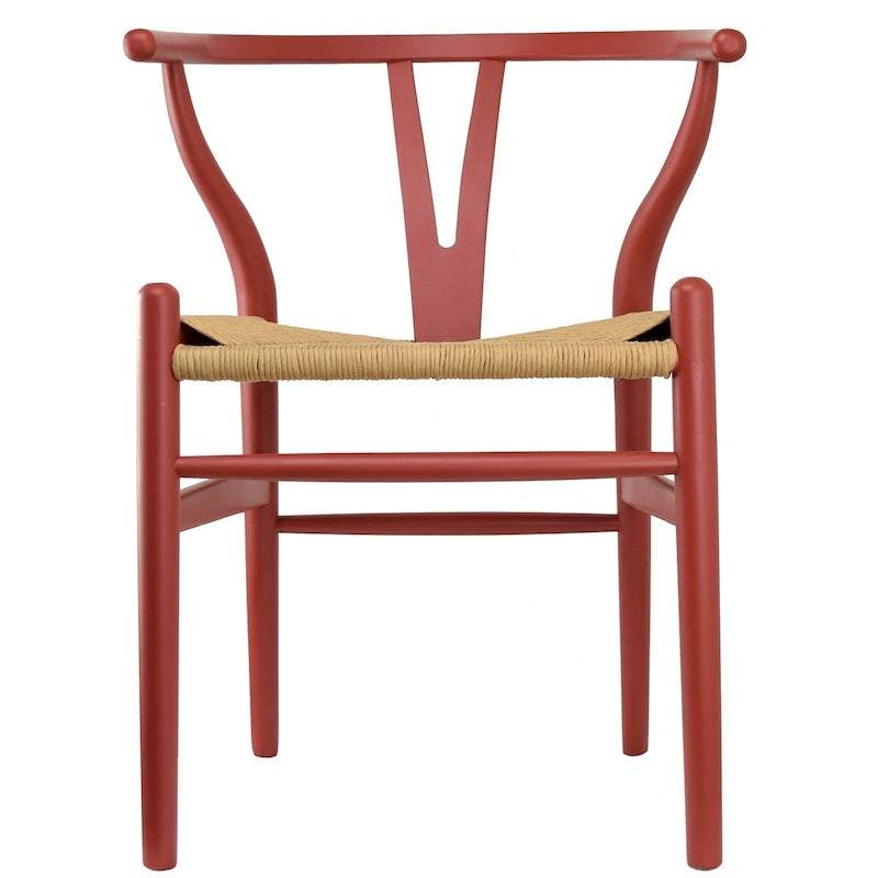 Modern Wood Dining Chair With Open Back Arm Armchair Hemp Seat For Home Restaurant Office