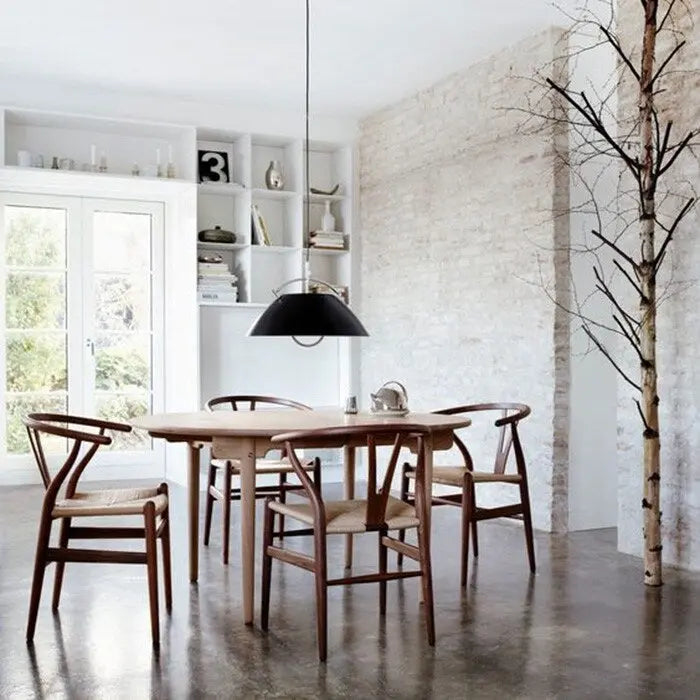 Modern Wood Dining Chair With Open Back Arm Armchair Hemp Seat For Home Restaurant Office
