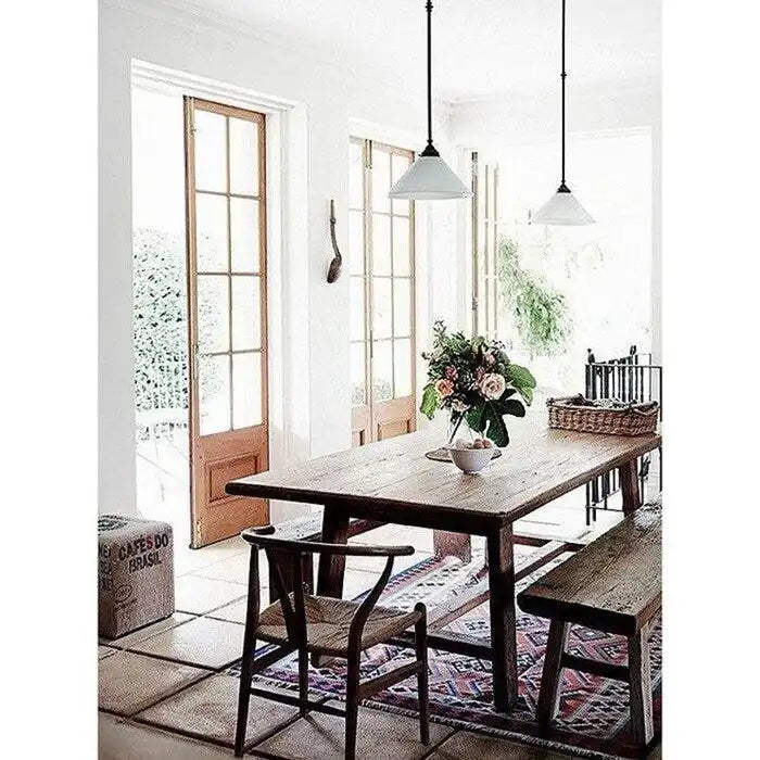 Modern Wood Dining Chair With Open Back Arm Armchair Hemp Seat For Home Restaurant Office