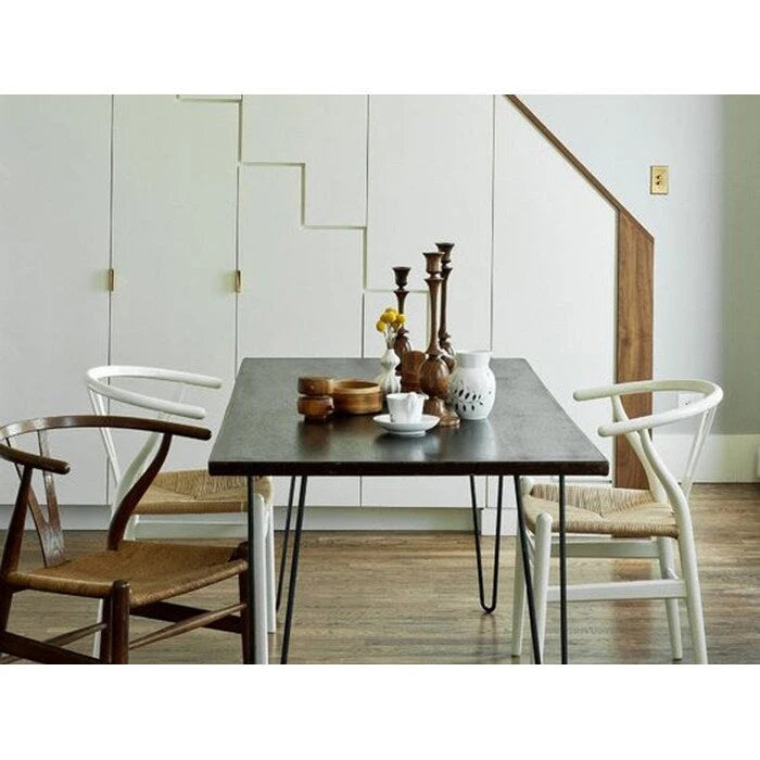 Modern Wood Dining Chair With Open Back Arm Armchair Hemp Seat For Home Restaurant Office