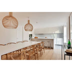 Modern Wood Dining Chair With Open Back Arm Armchair Hemp Seat For Home Restaurant Office