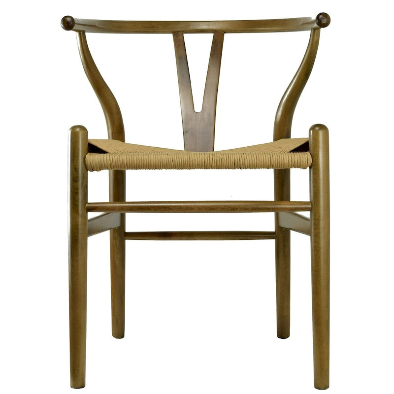 Modern Wood Dining Chair With Open Back Arm Armchair Hemp Seat For Home Restaurant Office