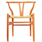 Modern Wood Dining Chair With Open Back Arm Armchair Hemp Seat For Home Restaurant Office