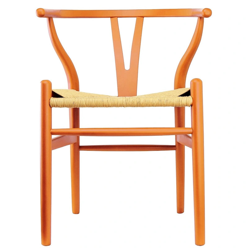 Modern Wood Dining Chair With Open Back Arm Armchair Hemp Seat For Home Restaurant Office
