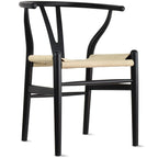 Modern Wood Dining Chair With Open Back Arm Armchair Hemp Seat For Home Restaurant Office