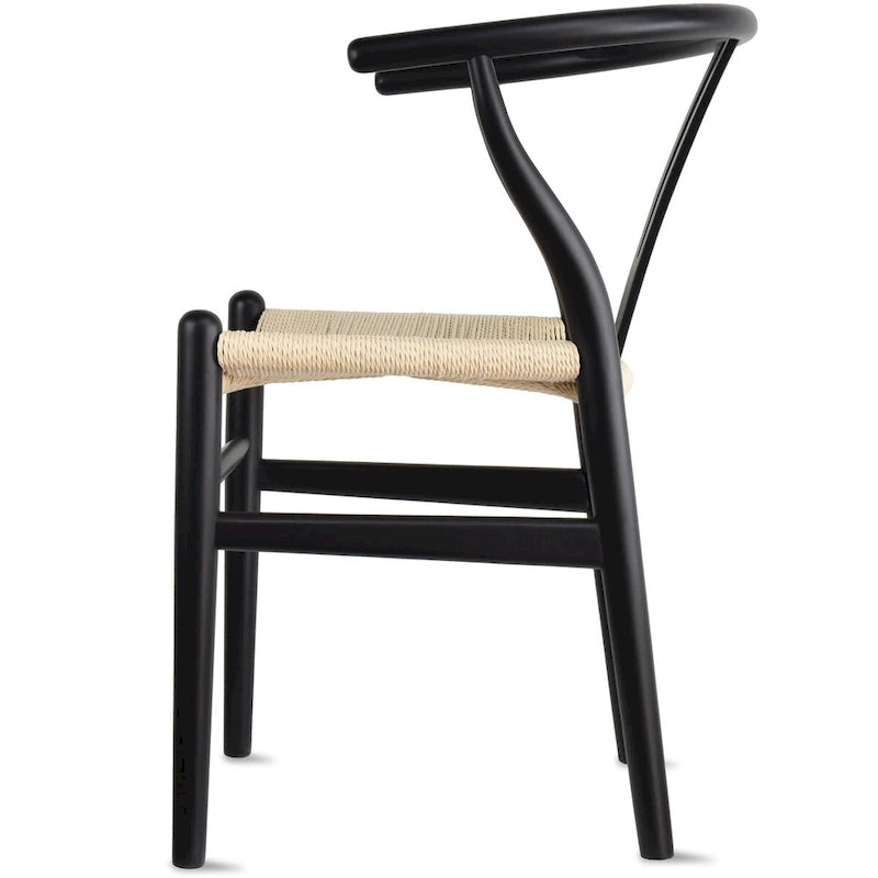 Modern Wood Dining Chair With Open Back Arm Armchair Hemp Seat For Home Restaurant Office