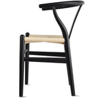 Modern Wood Dining Chair With Open Back Arm Armchair Hemp Seat For Home Restaurant Office