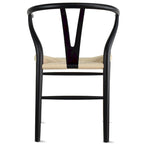Modern Wood Dining Chair With Open Back Arm Armchair Hemp Seat For Home Restaurant Office