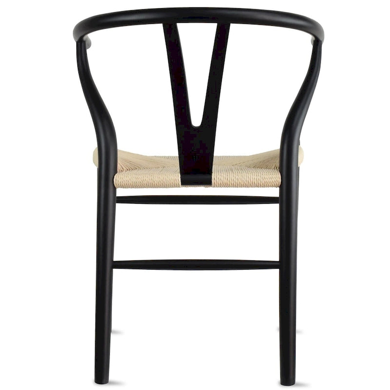 Modern Wood Dining Chair With Open Back Arm Armchair Hemp Seat For Home Restaurant Office