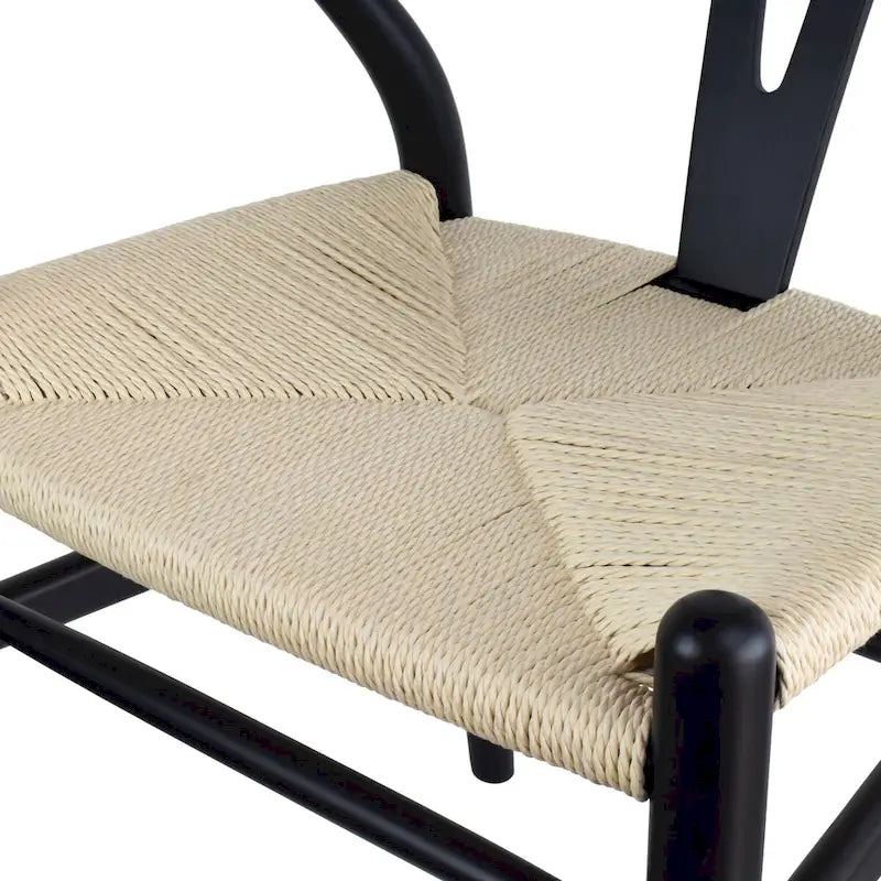 Modern Wood Dining Chair With Open Back Arm Armchair Hemp Seat For Home Restaurant Office