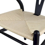 Modern Wood Dining Chair With Open Back Arm Armchair Hemp Seat For Home Restaurant Office