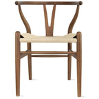 Modern Wood Dining Chair With Open Back Arm Armchair Hemp Seat For Home Restaurant Office