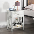 Mid Century Modern Nightstand Side Table with Storage Shelf - 15.8x11.8x21.7