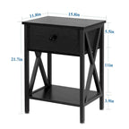 Mid Century Modern Nightstand Side Table with Storage Shelf - 15.8x11.8x21.7