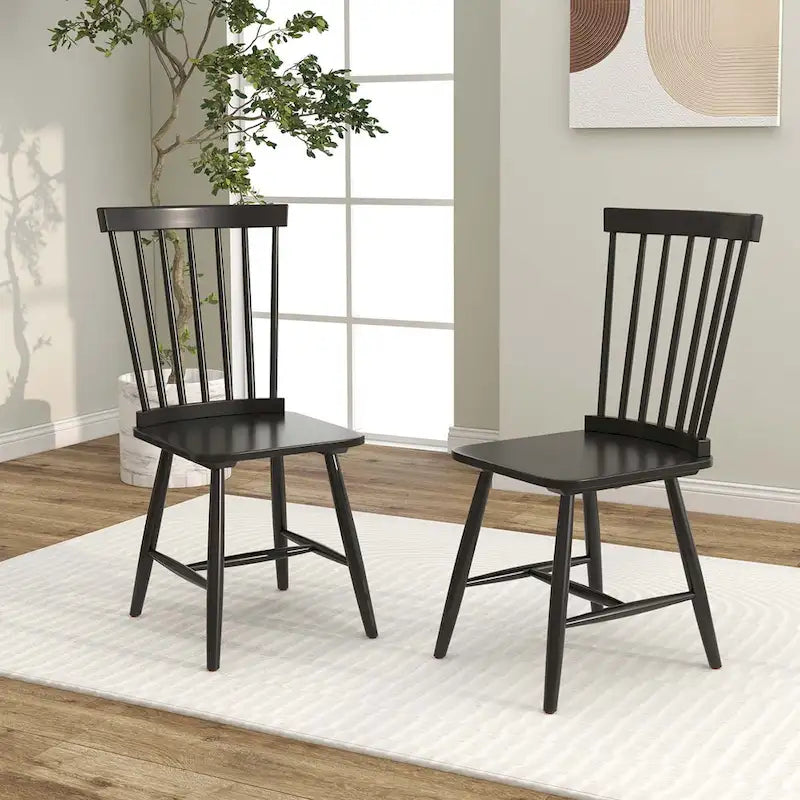 Costway Windsor Dining Chairs Set of 2 Armless Spindle Back Solid - See Details