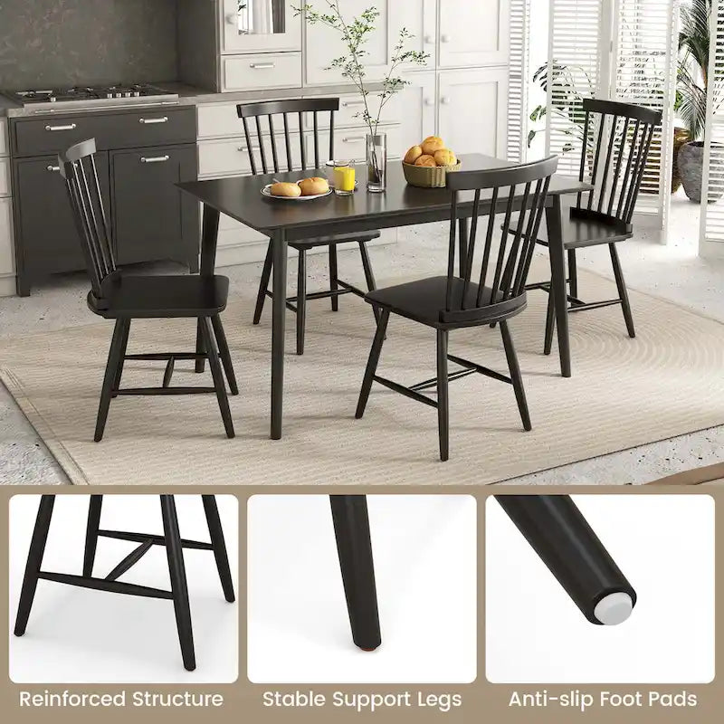 Costway Windsor Dining Chairs Set of 2 Armless Spindle Back Solid - See Details