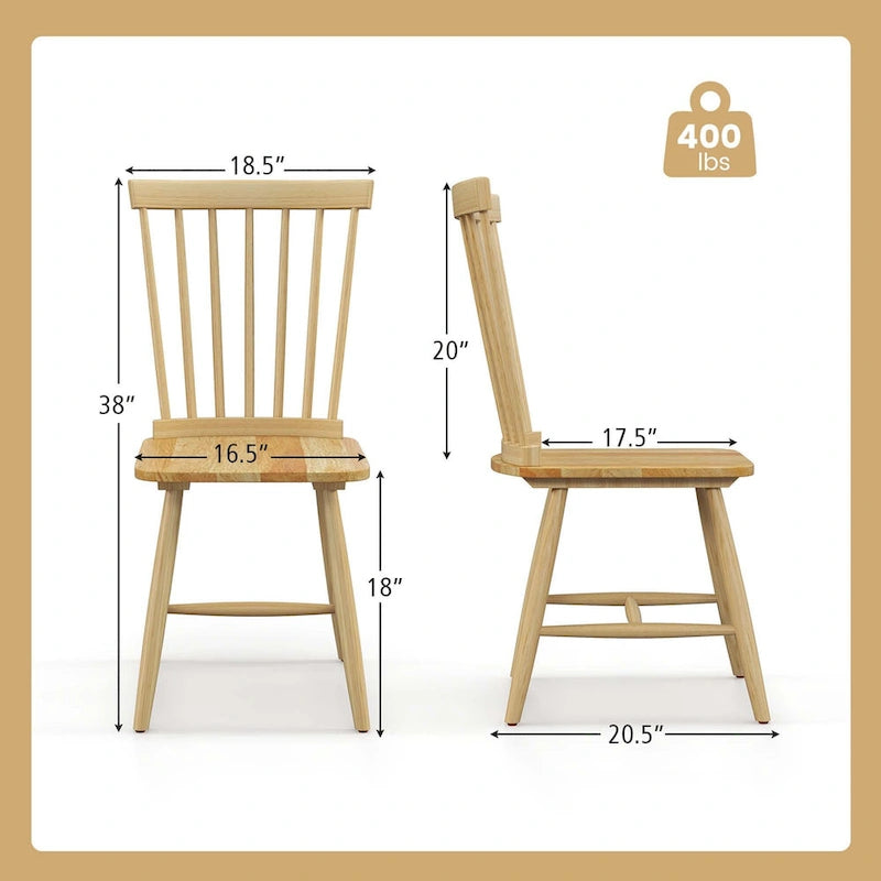 Costway Windsor Dining Chairs Set of 2 Armless Spindle Back Solid - See Details