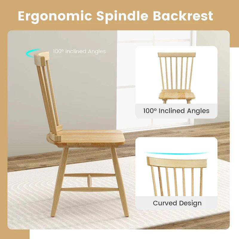 Costway Windsor Dining Chairs Set of 2 Armless Spindle Back Solid - See Details