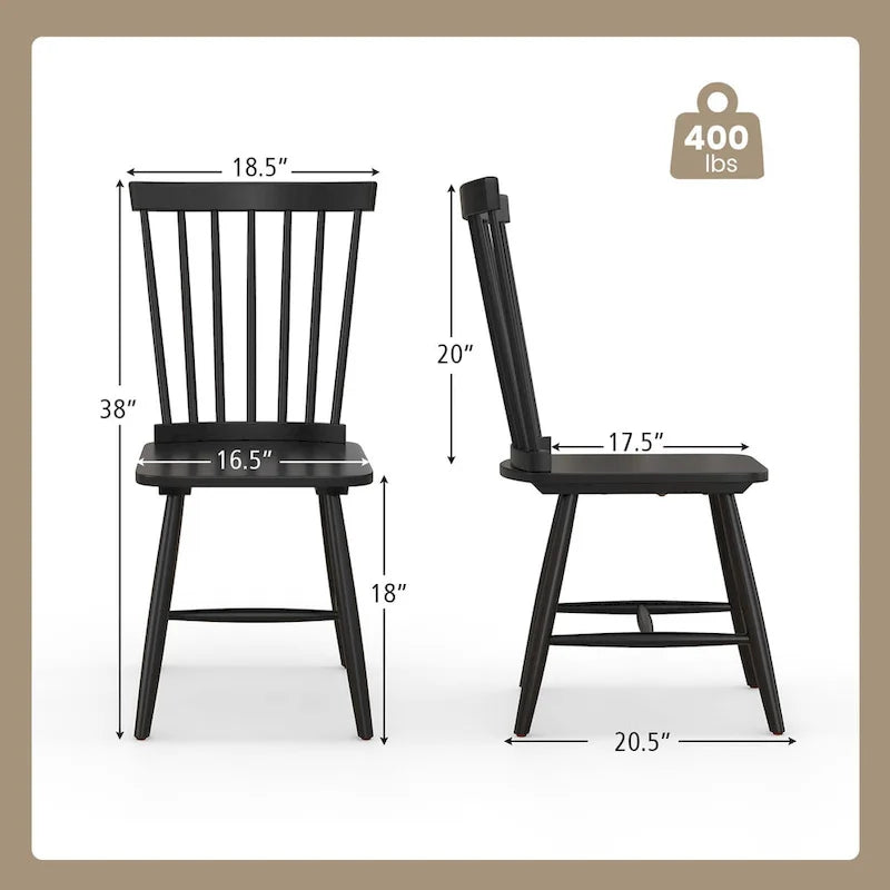 Costway Windsor Dining Chairs Set of 2 Armless Spindle Back Solid - See Details