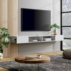 WAMPAT 70 Inch Floating TV Shelf With LED Lights, Floating TV Stand Under TV Media Console for Living Room - 70 inch
