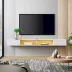WAMPAT 70 Inch Floating TV Shelf With LED Lights, Floating TV Stand Under TV Media Console for Living Room - 70 inch
