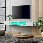 WAMPAT 70 Inch Floating TV Shelf With LED Lights, Floating TV Stand Under TV Media Console for Living Room - 70 inch
