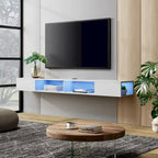 WAMPAT 70 Inch Floating TV Shelf With LED Lights, Floating TV Stand Under TV Media Console for Living Room - 70 inch
