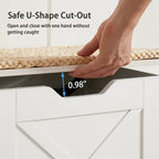 VECELO Storage Bench, Wooden Chest for Storage with Wicker Mat Safety Hinges,Entryway Shoe Bench Storage Trunk Industrial Style