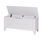 VECELO Storage Bench, Wooden Chest for Storage with Wicker Mat Safety Hinges,Entryway Shoe Bench Storage Trunk Industrial Style