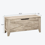 VECELO Storage Bench, Wooden Chest for Storage with Wicker Mat Safety Hinges,Entryway Shoe Bench Storage Trunk Industrial Style