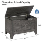 VECELO Storage Bench, Wooden Chest for Storage with Wicker Mat Safety Hinges,Entryway Shoe Bench Storage Trunk Industrial Style