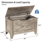 VECELO Storage Bench, Wooden Chest for Storage with Wicker Mat Safety Hinges,Entryway Shoe Bench Storage Trunk Industrial Style