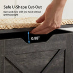 VECELO Storage Bench, Wooden Chest for Storage with Wicker Mat Safety Hinges,Entryway Shoe Bench Storage Trunk Industrial Style