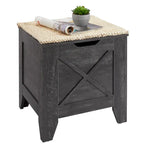 VECELO Storage Bench, Wooden Chest for Storage with Wicker Mat Safety Hinges,Entryway Shoe Bench Storage Trunk Industrial Style