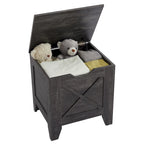 VECELO Storage Bench, Wooden Chest for Storage with Wicker Mat Safety Hinges,Entryway Shoe Bench Storage Trunk Industrial Style