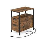 2 Drawers Slim Side End Table Nightstand with 2 Open Shelves and Charging Station for Living Room or Bedroom