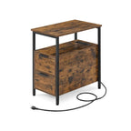 2 Drawers Slim Side End Table Nightstand with 2 Open Shelves and Charging Station for Living Room or Bedroom