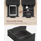 2 Drawers Slim Side End Table Nightstand with 2 Open Shelves and Charging Station for Living Room or Bedroom