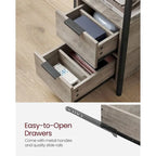 2 Drawers Slim Side End Table Nightstand with 2 Open Shelves and Charging Station for Living Room or Bedroom