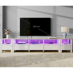 White TV Stand for 65-100 Inch TV with LED Light, Modern TV Console