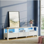 White TV Stand for 65-100 Inch TV with LED Light, Modern TV Console