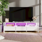 White TV Stand for 65-100 Inch TV with LED Light, Modern TV Console