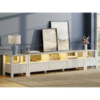 White TV Stand for 65-100 Inch TV with LED Light, Modern TV Console