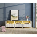 White TV Stand for 65-100 Inch TV with LED Light, Modern TV Console