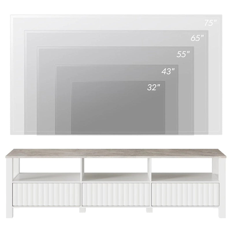 White TV Stand for 65-100 Inch TV with LED Light, Modern TV Console