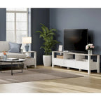 White TV Stand for 65-100 Inch TV with LED Light, Modern TV Console