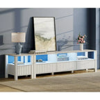 White TV Stand for 65-100 Inch TV with LED Light, Modern TV Console